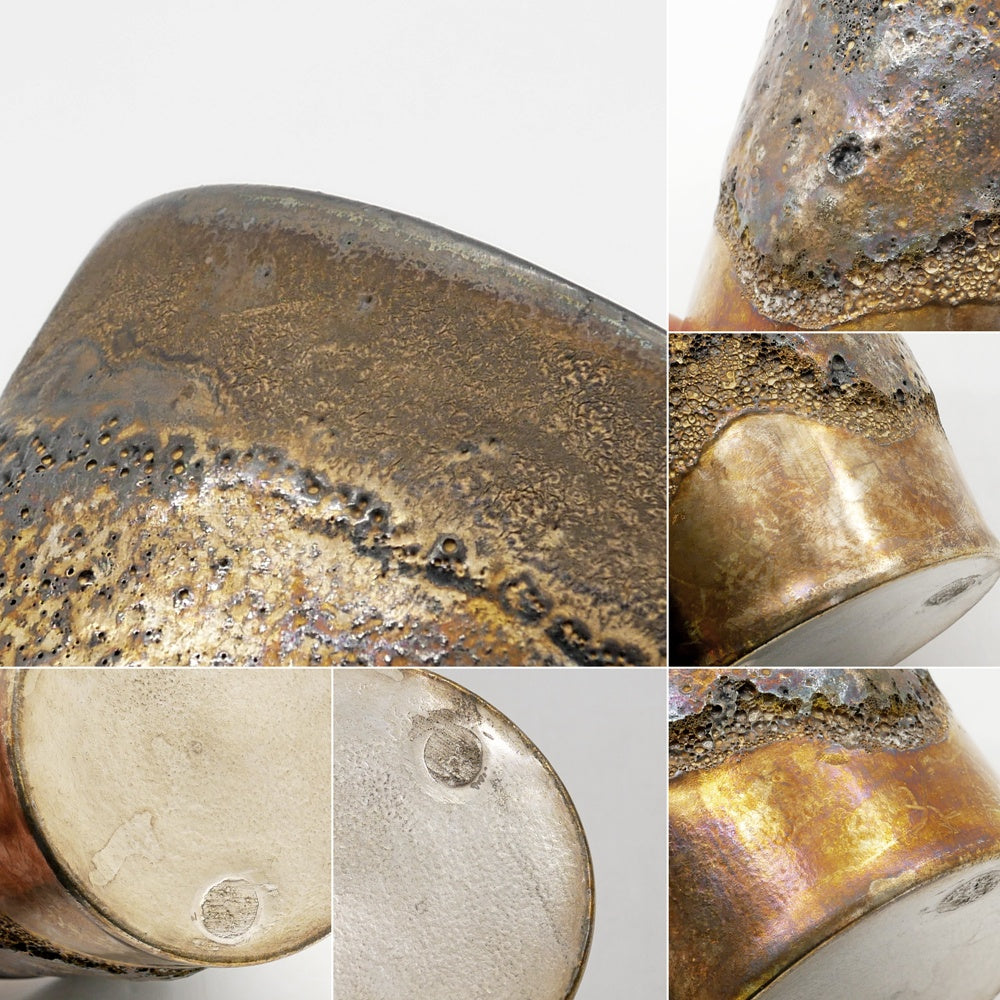 福村 龍太 Ryuta Fukumura 銀彩カップ フリーカップ Φ9xH9.5cm 半磁器 日月窯 陶芸 現代作家 ●