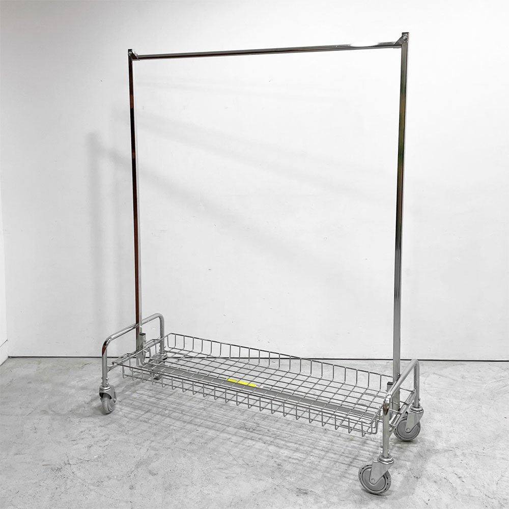 R&B ワイヤープロダクツ R&B WIRE PRODUCTS ガーメントラック GARMENT RACK 48"ハンガーラック バスケット付き インダストリアル 合計定価￥57,750- P.F.S.取扱 現状品 ●