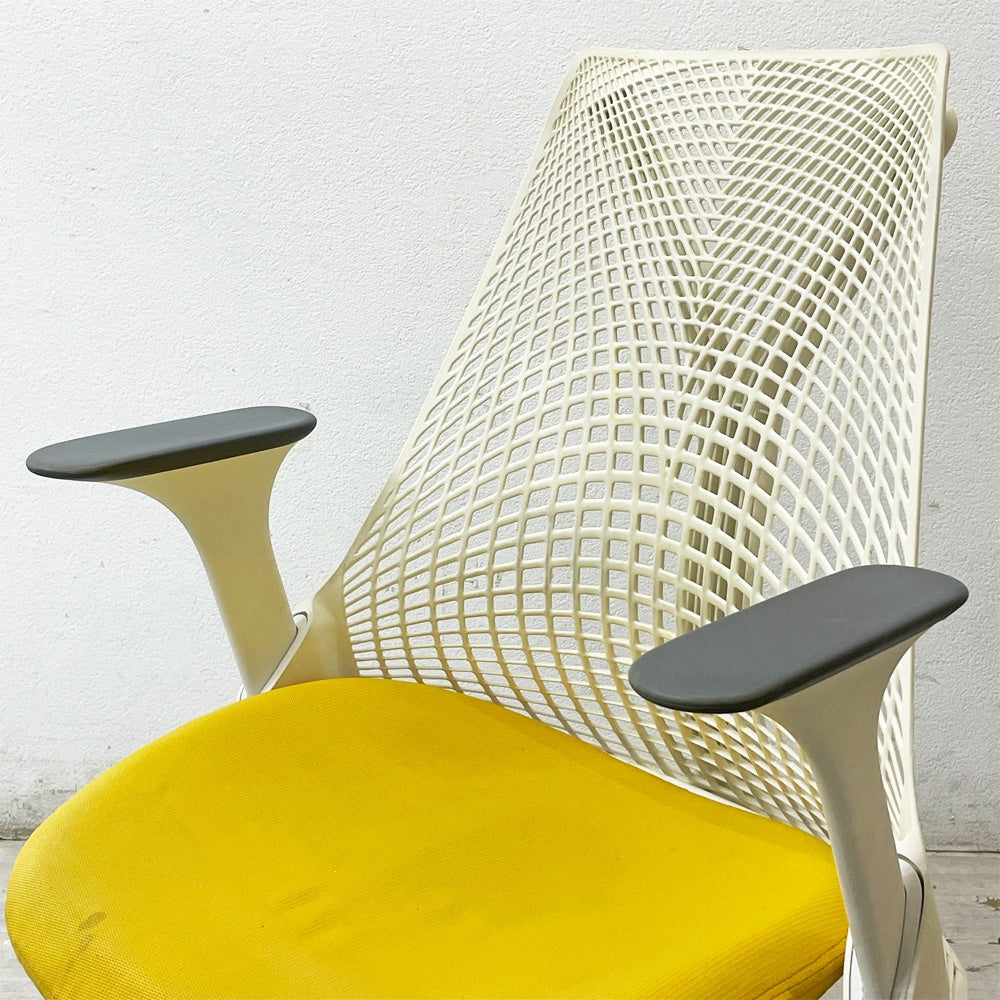 ハーマンミラー Herman Miller セイルチェア SAYL Chair デスクチェア リクライニング 旧モデル イヴ・ベアール ホワイトｘイエロー 2014年製 ●