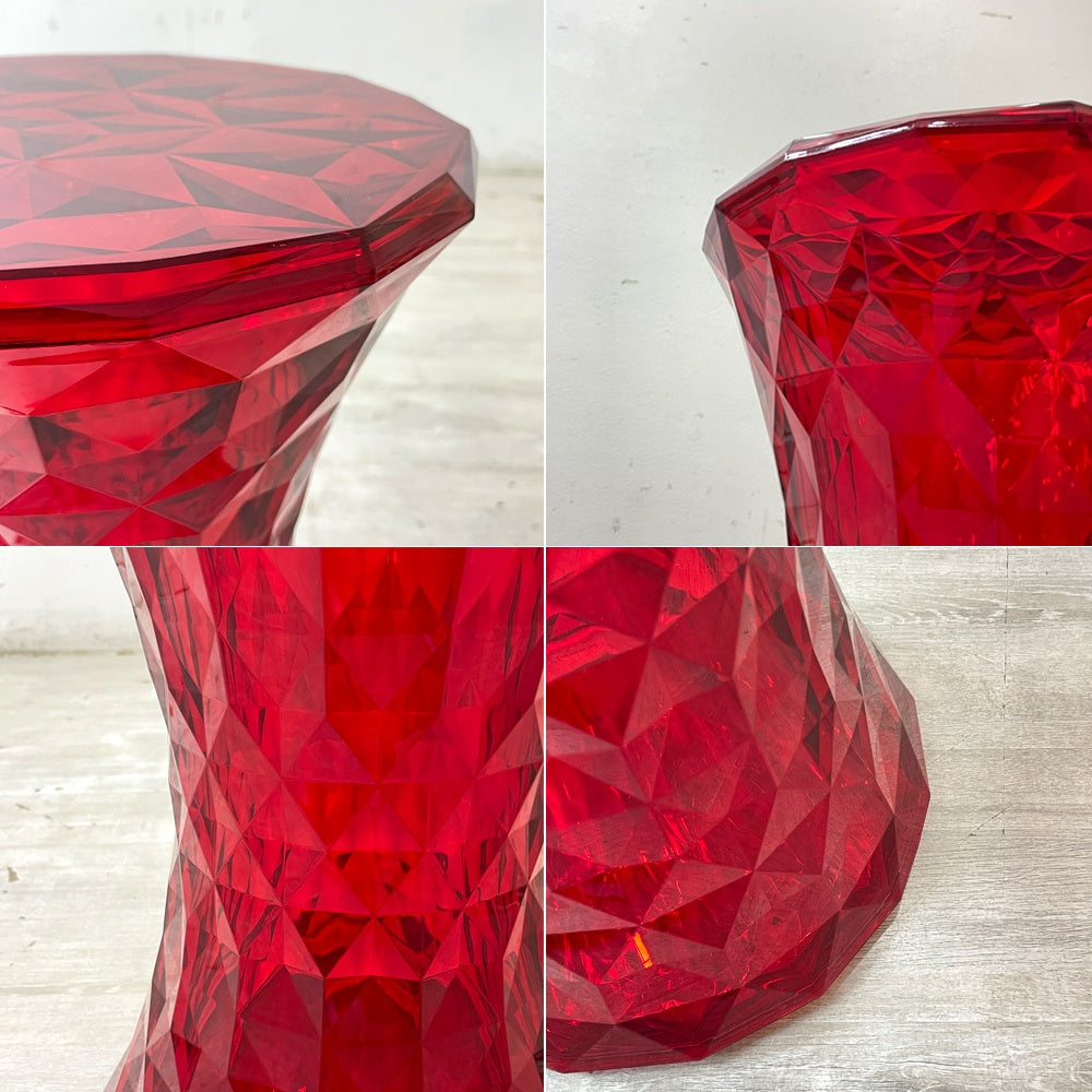 カルテル Kartell ストーン STONE スツール サイドテーブル H46cm ポリカーボネート レッド マルセル・ワンダース イタリア 定価￥47,700- ●