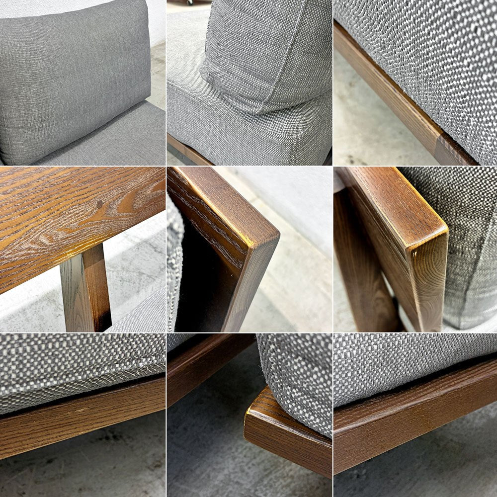 ナガノインテリア NAGANO INTERIOR ジェイカーム ネクスト J-CALM NEXT LC045 2シーター + カウチソファ ヘッドレスト付 無垢材 グレー系 ミックスファブリック  〓