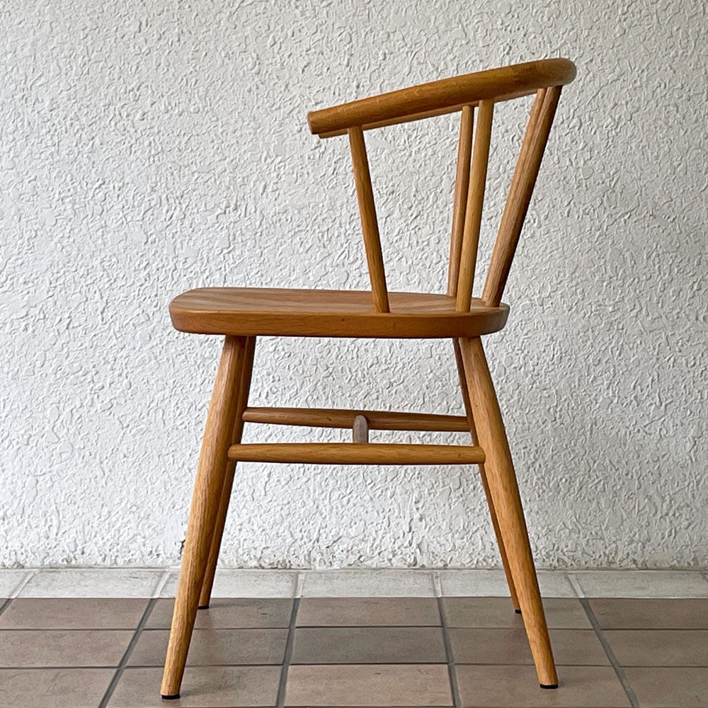 無印良品 MUJI オーク材 アームチェア 丸脚 ダイニングチェア スポークバック スモーカーズボウ 廃番仕様 A ◇