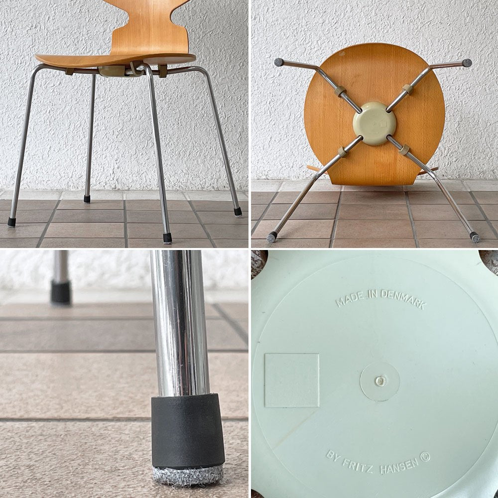 フリッツハンセン Fritz Hansen アントチェア 4本脚 ナチュラルビーチ ラッカー アルネ・ヤコブセン 北欧家具 B ◇