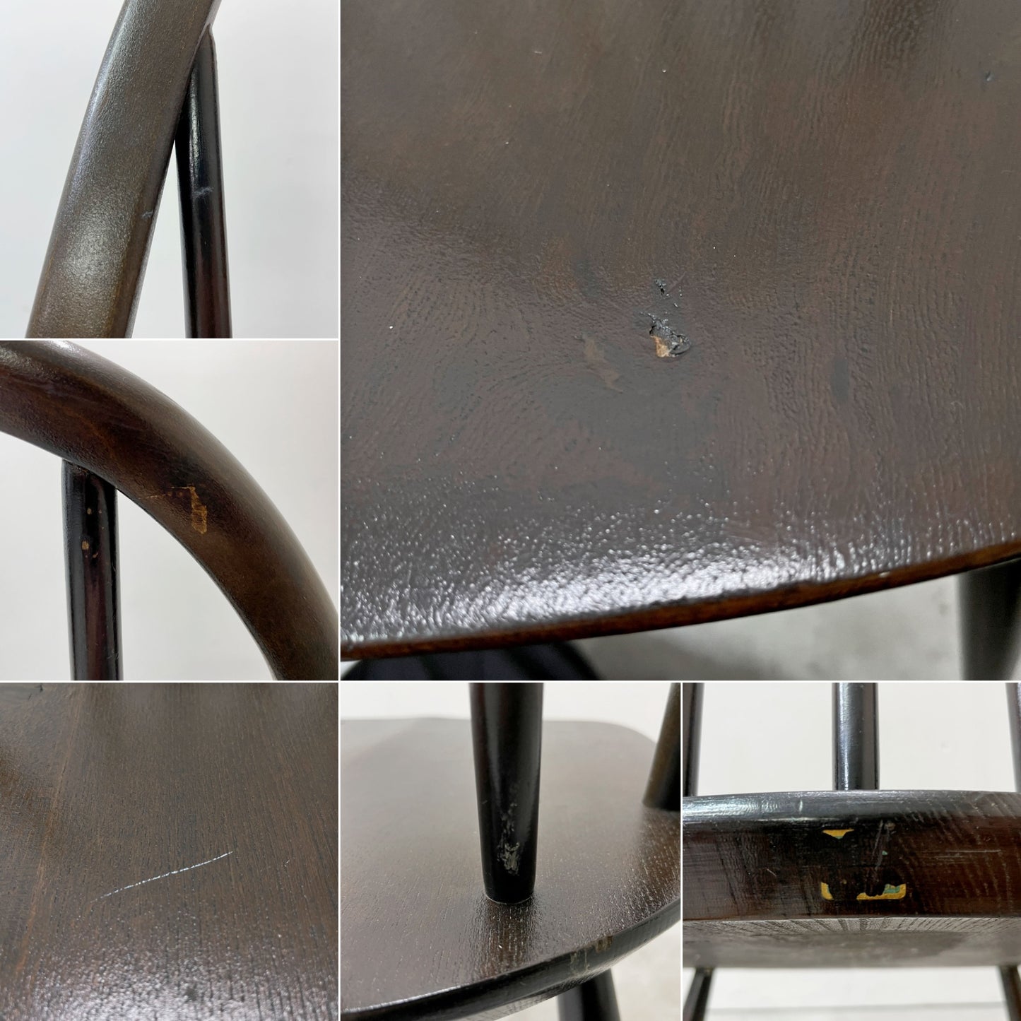 アーコール Ercol クエーカーチェア ダイニングチェア ハイバック オールドコロニアル ブラウン エルム材 × ビーチ材 UKビンテージ 英国家具 ●