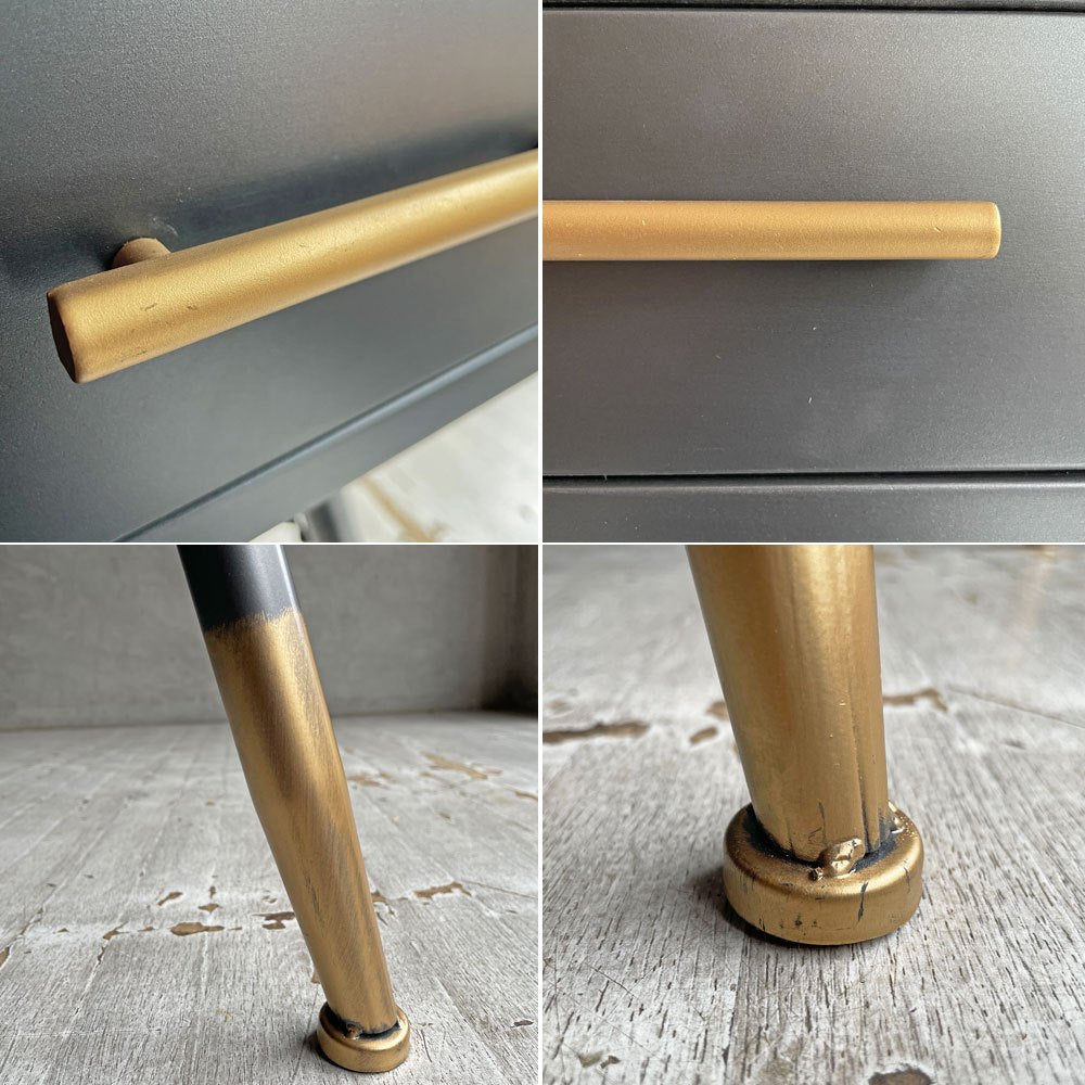 カレ KARE ラ ゴメラ La Gomera デスク コンソールテーブル ウッド×スチール ガラストップ ブラックパウダーコーティング インダストリアル モダンデザイン ドイツ ♪