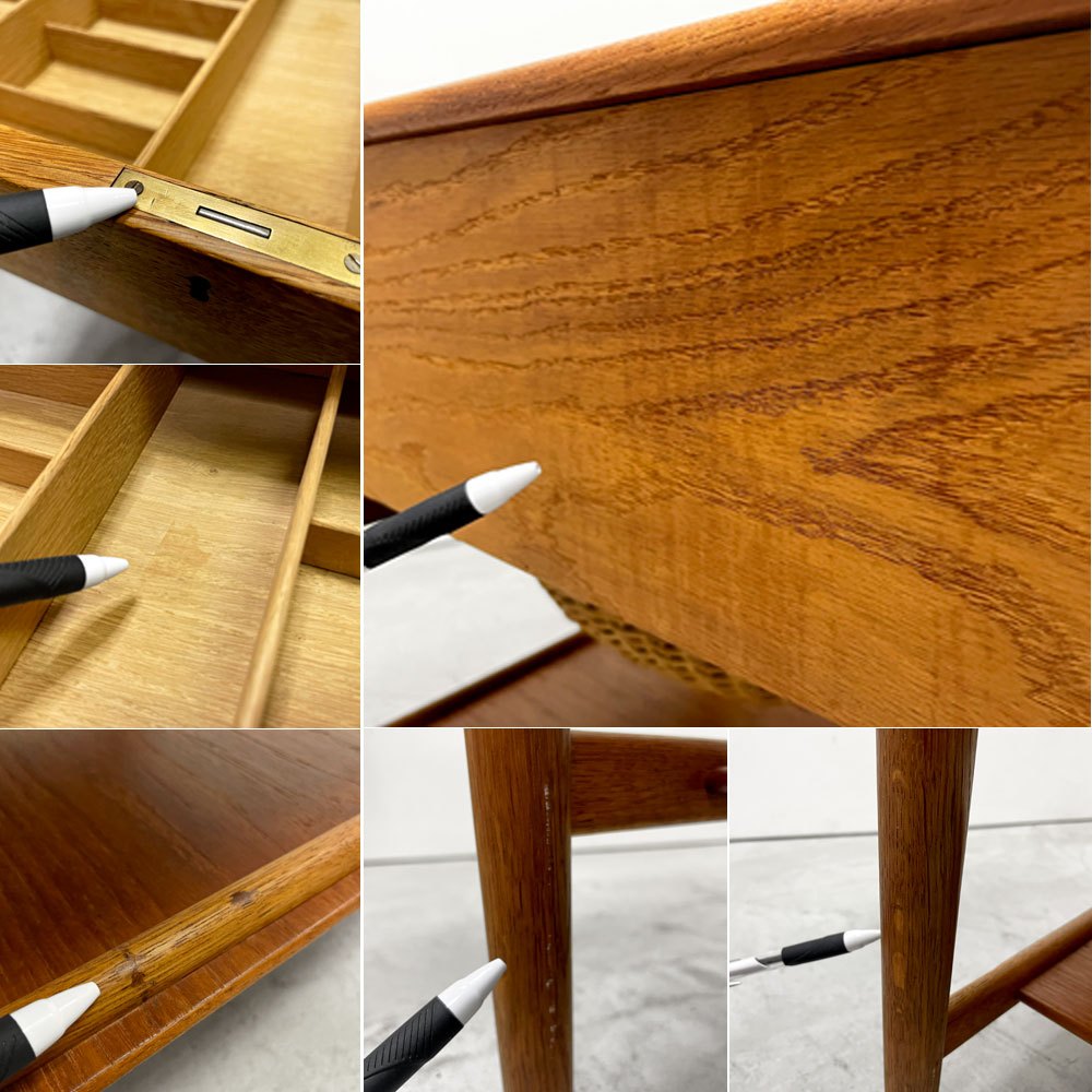 アンドレアス・タック Andreas Tuck AT33 ソーイングテーブル チーク材×オーク材 ハンス・J・ウェグナー デンマーク ビンテージ 北欧家具 ●