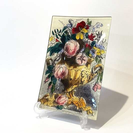 ジョンデリアン JOHN DERIAN デコパージュプレート Flowers 133 22.5x15cm 飾り皿 アートプレート ★