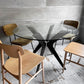 カリガリス Calligaris トーキョー Tokyo ラウンドテーブル ダイニングテーブル クリアガラス  ビーチ材 ヴェンゲカラー  Φ110cm 廃番サイズ ♪