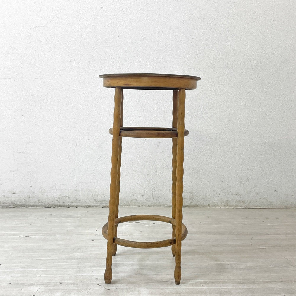 ヨーロピアンビンテージ European Vintage 木製フラワースタンド 花台 プラントスタンド H68cm カントリースタイル シャビーシック ●