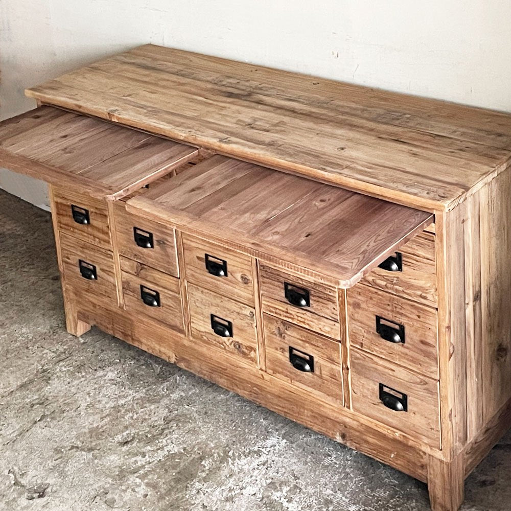 クラッシュゲート CRASH GATE ノットアンティークス Knot antiques グラムチェスト GRAM CHEST 1260 引き出し15杯 スライド棚 杉古材 廃番 ■