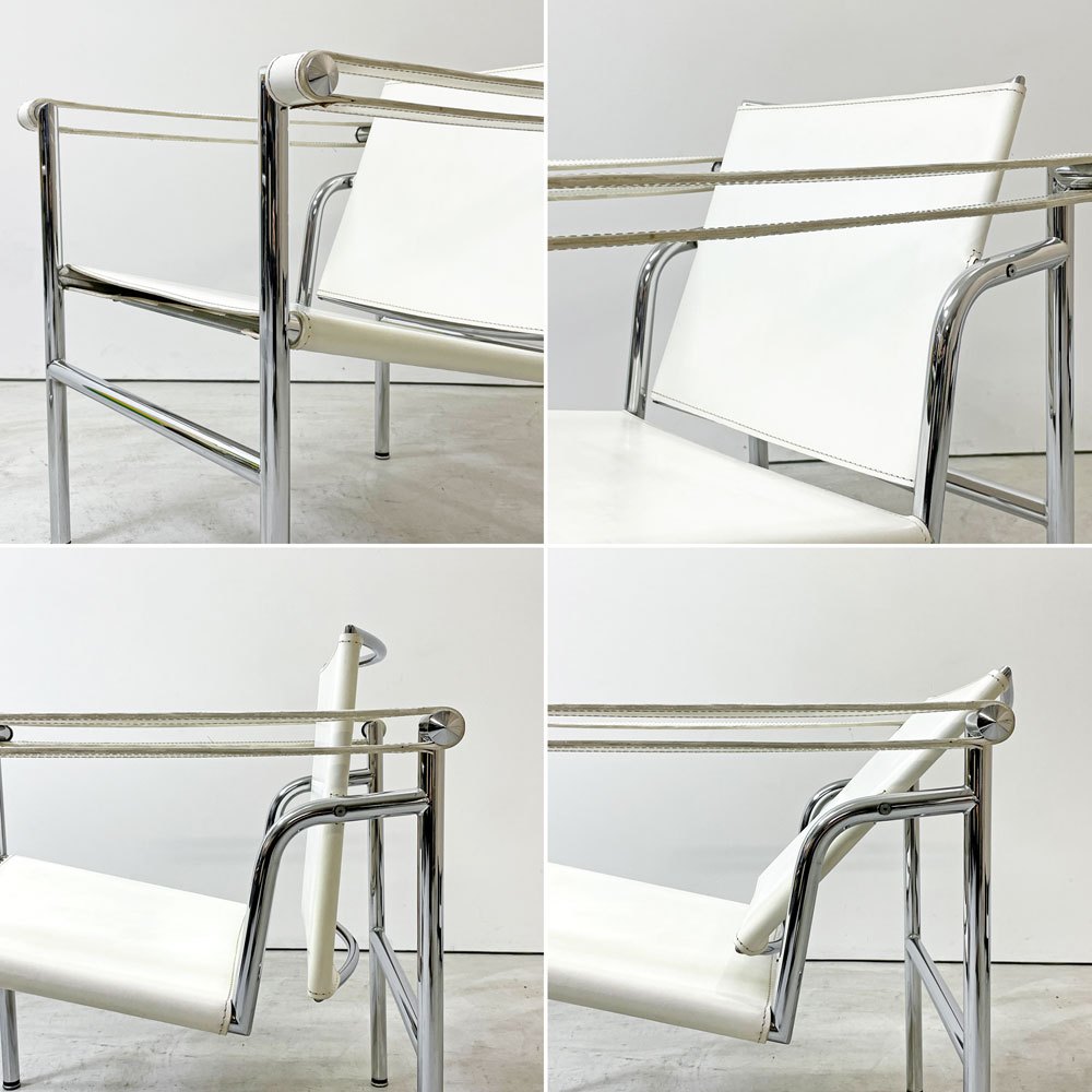 ル・コルビュジェ Le Corbusier LC1 スリングチェア ホワイトレザー 名作家具 リプロダクト品 ●