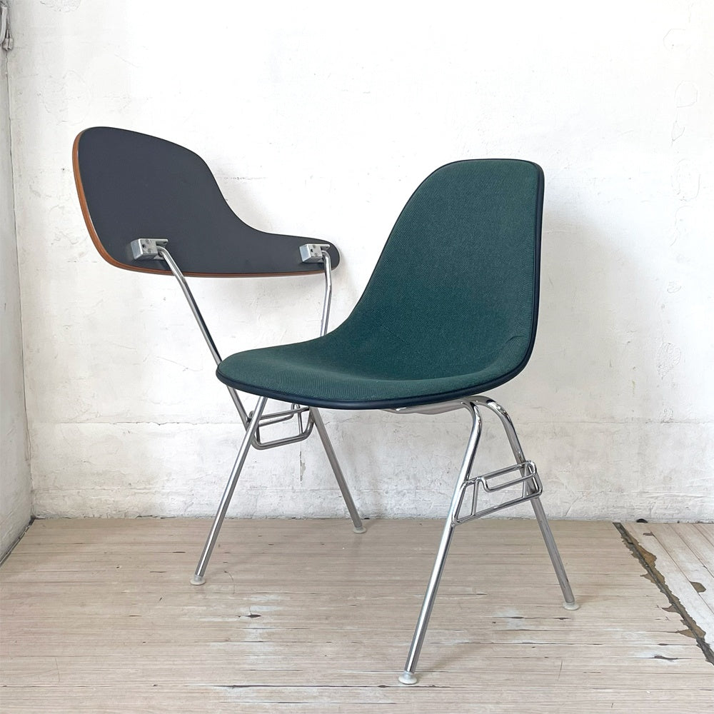 ハーマンミラー Herman Miller サイドシェルチェア セカンド 2nd ビンテージ アプホルスター スクールベース スタッキングベース 肘掛けテーブル付 イームズ ミッドセンチュリー F ★