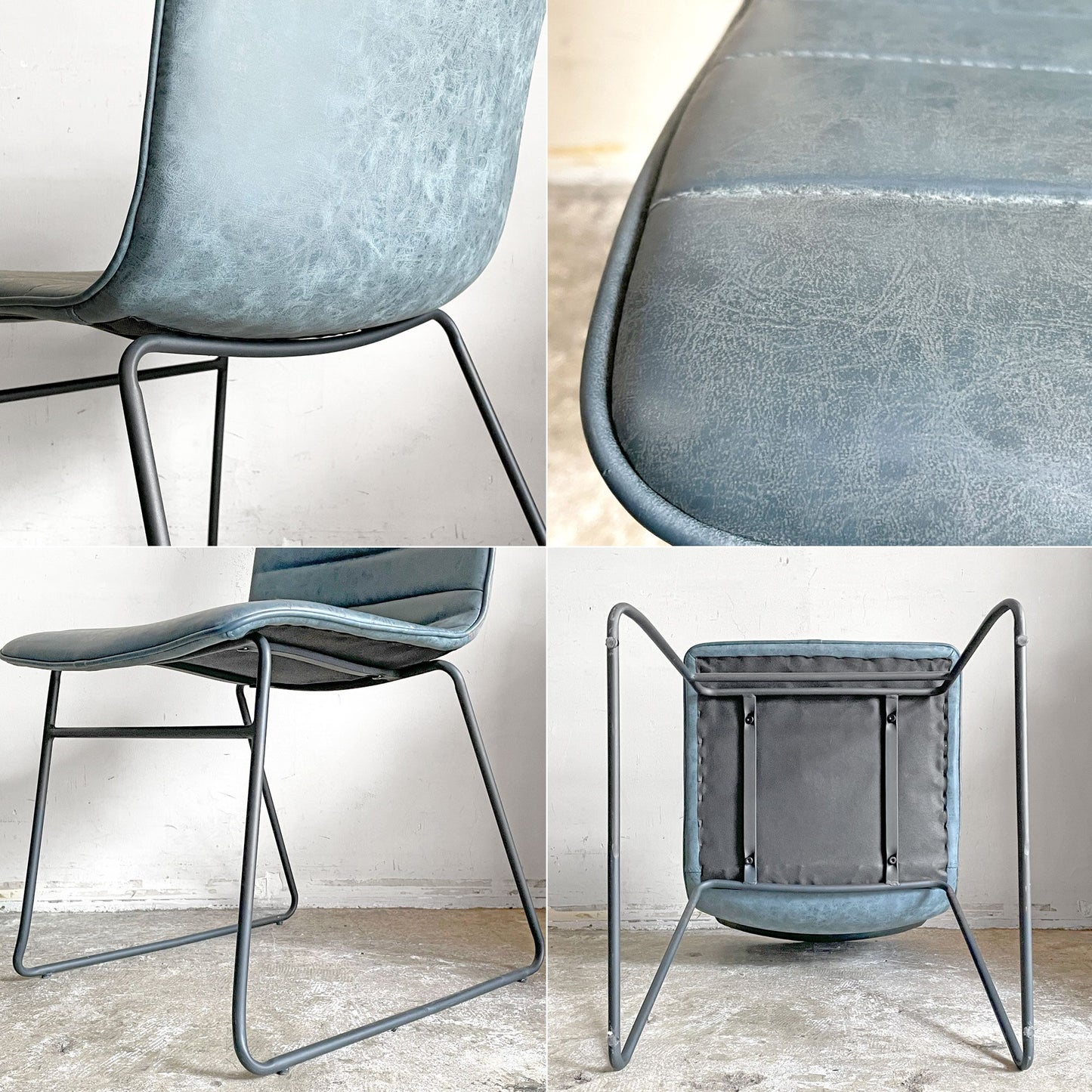 クラッシュゲート CRASHGATE ノットアンティークス Knot Antiques クロエ CHLOE ダイニングチェア PUレザー スチール ターコイズ ■