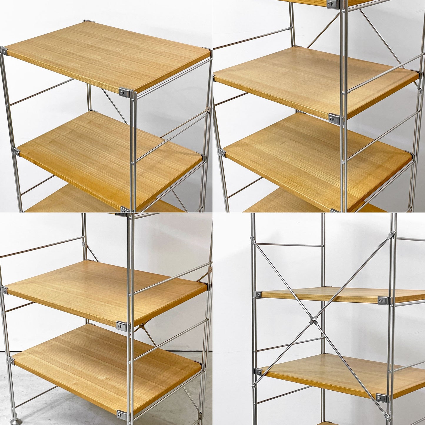 無印良品 MUJI ステンレスユニットシェルフ 6段 W58 H175.5cm スリム タモ材 オープンシェルフ 本棚 飾り棚 収納棚 定価￥41,900- ●