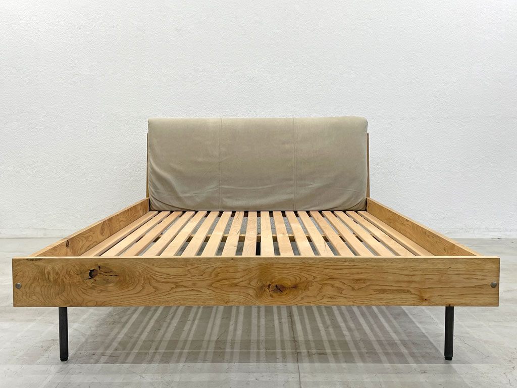 トラックファニチャー TRUCK FURNITURE ブックマン ベッドフレーム BOOKMAN BED 楢材 オーク無垢材 本が読めるベッド ダブルサイズ 美品 〓