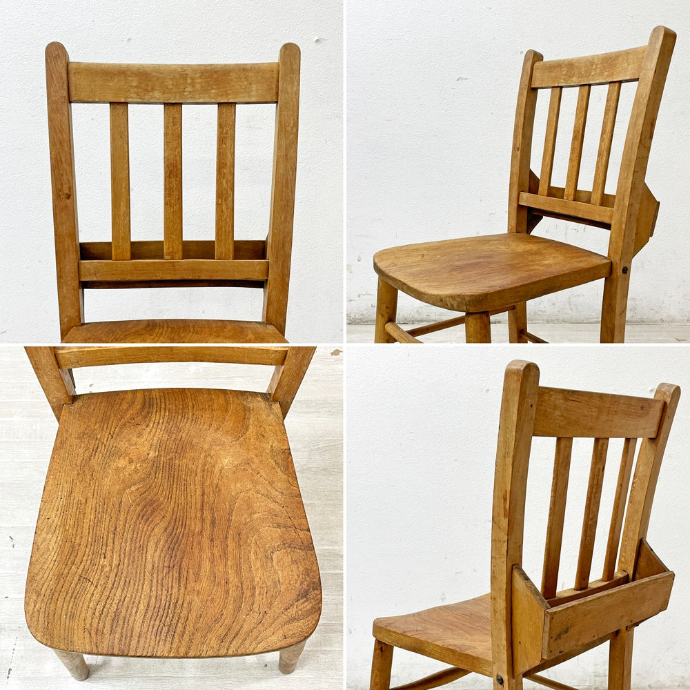 UKビンテージ UK Vintage チャーチチェア チャペルチェア ダイニングチェア バイブルボックス 教会椅子 英国家具 A ●