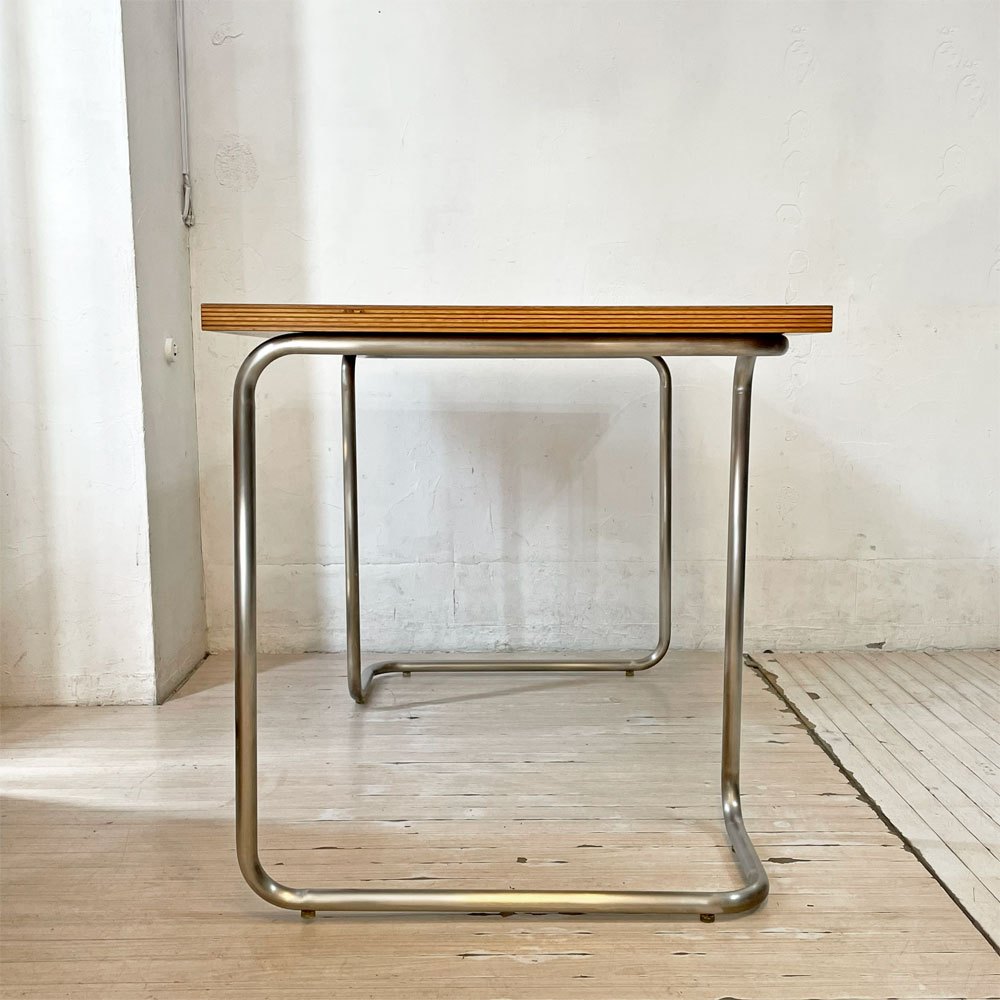 イデー IDEE 積層天板 × パイプ脚 ワークテーブル W120cm ダークブラウン ビンテージ ミッドセンチュリー インダストリアル ★