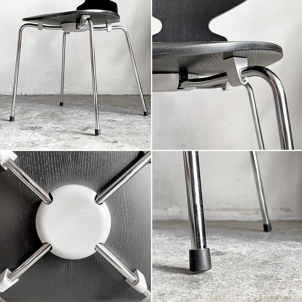 フリッツハンセン Fritz Hansen アントチェア ANT CHAIR 4本脚 ブラック カラードアッシュ 2019年製 アルネ・ヤコブセン デンマーク ■
