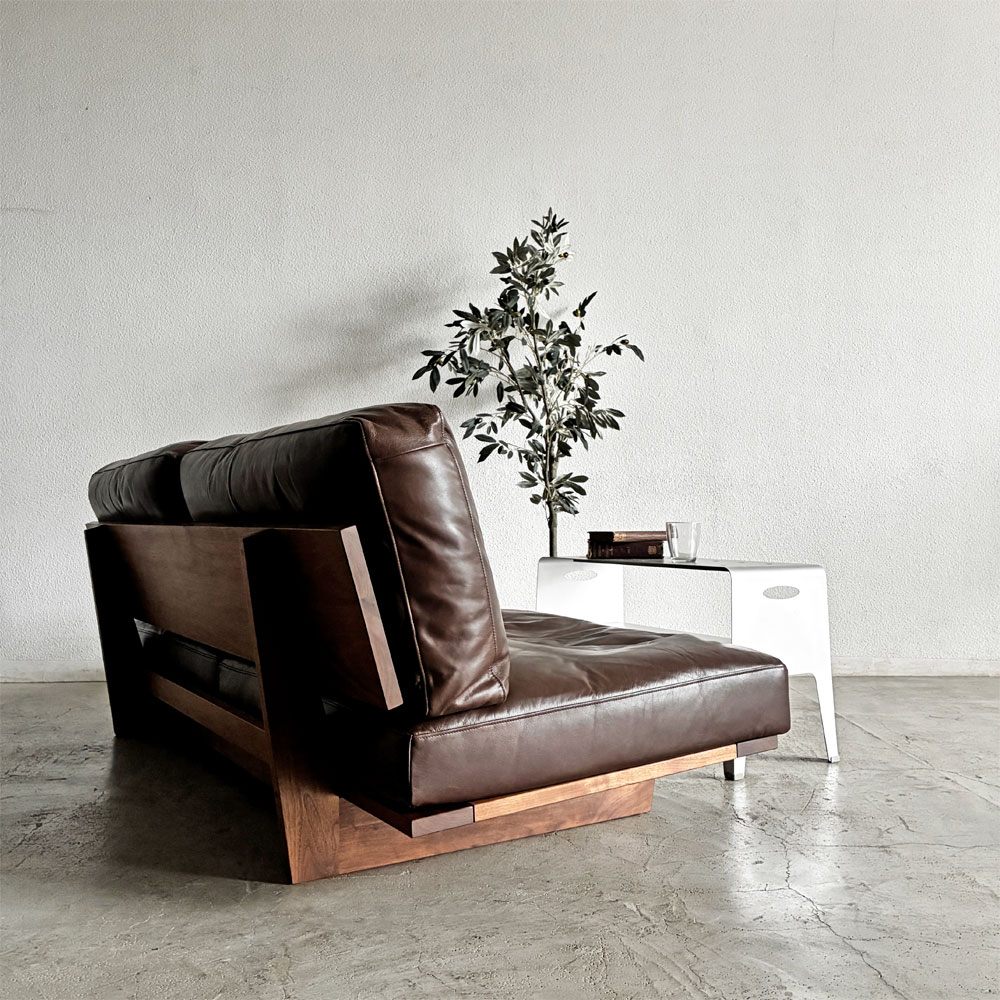 マスターウォール MASTERWAL モノ MONO SOFA 3シーターソファ 3人掛け W180cm ウォールナット無垢材 本革 ブラウンレザー 伊藤浩平 参考価格￥627,000- 〓