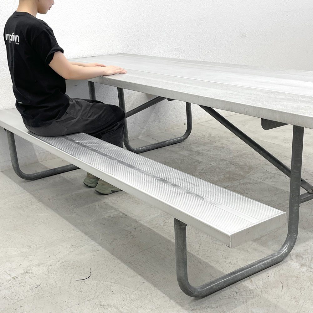 ケイパーク KAY PARK & RECREATION ピクニックテーブル アウトドア ガーデンテーブルセット ベンチ一体型 アルミニウム W245cm USビンテージ 〓