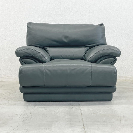 ニコレッティ NICOLETTI 1シーターソファ レザーソファ 総革 本革 1P sofa グリーン 高級イタリア製家具 〓