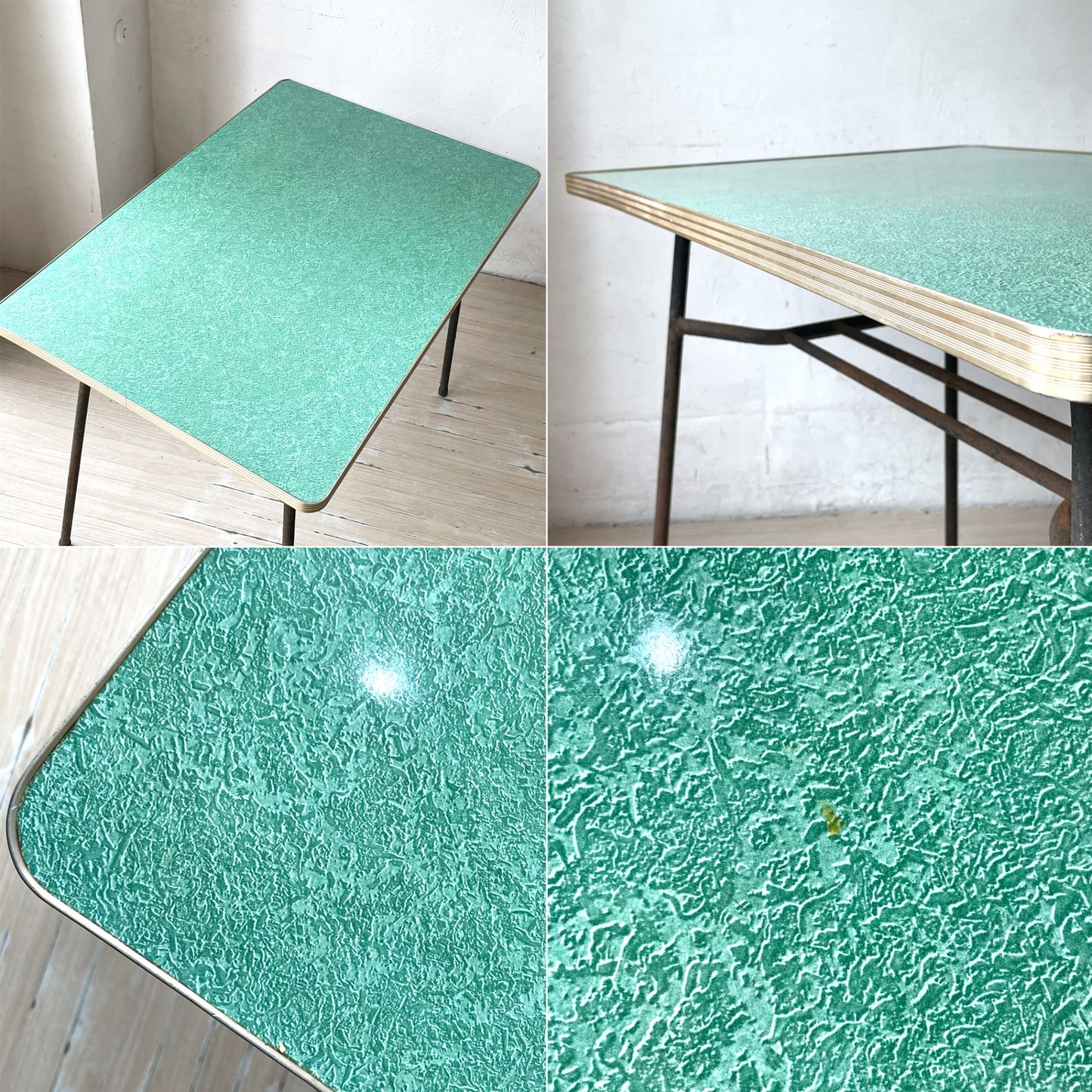 ジャパンビンテージ Japan Vintage 昭和レトロ 日本の古いテーブル デコラトップ 鉄脚 昭和レトロ 古道具 古家具 ★