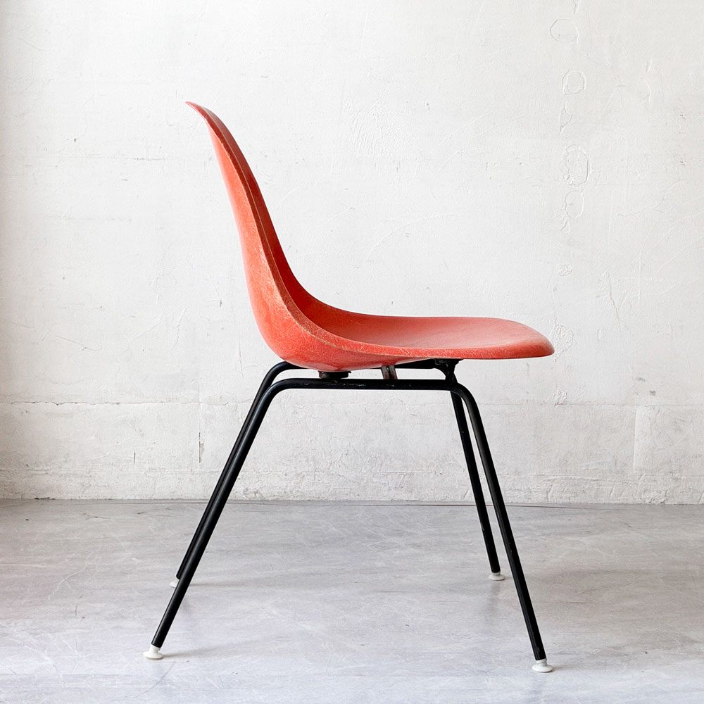 ハーマンミラー Herman Miller サイドシェルチェア セカンド 2nd FRP オレンジ Hベース イームズ ビンテージ ミッドセンチュリー ★