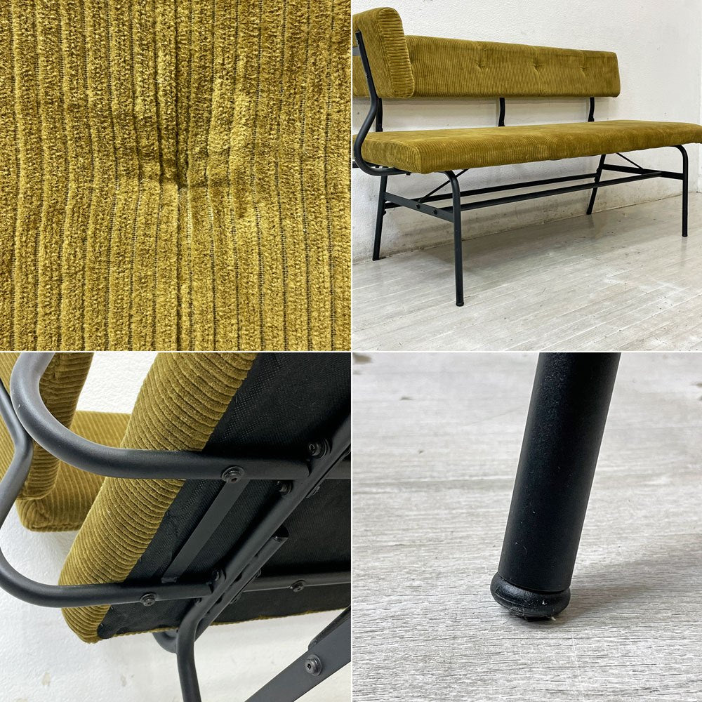 ジャーナルスタンダードファニチャー journal standard Furniture パクストン LDベンチ PAXTON LD BENCH ベンチバックレスト アームパーツ付 アンバー コーデュロイ ●