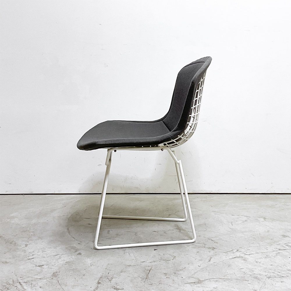 ノル Knoll 420 サイドチェア ワイヤーチェア ダイニングチェア ホワイト × グレー ファブリック フルカバー仕様 ハリー・ベルトイア ミッドセンチュリー ビンテージ ●
