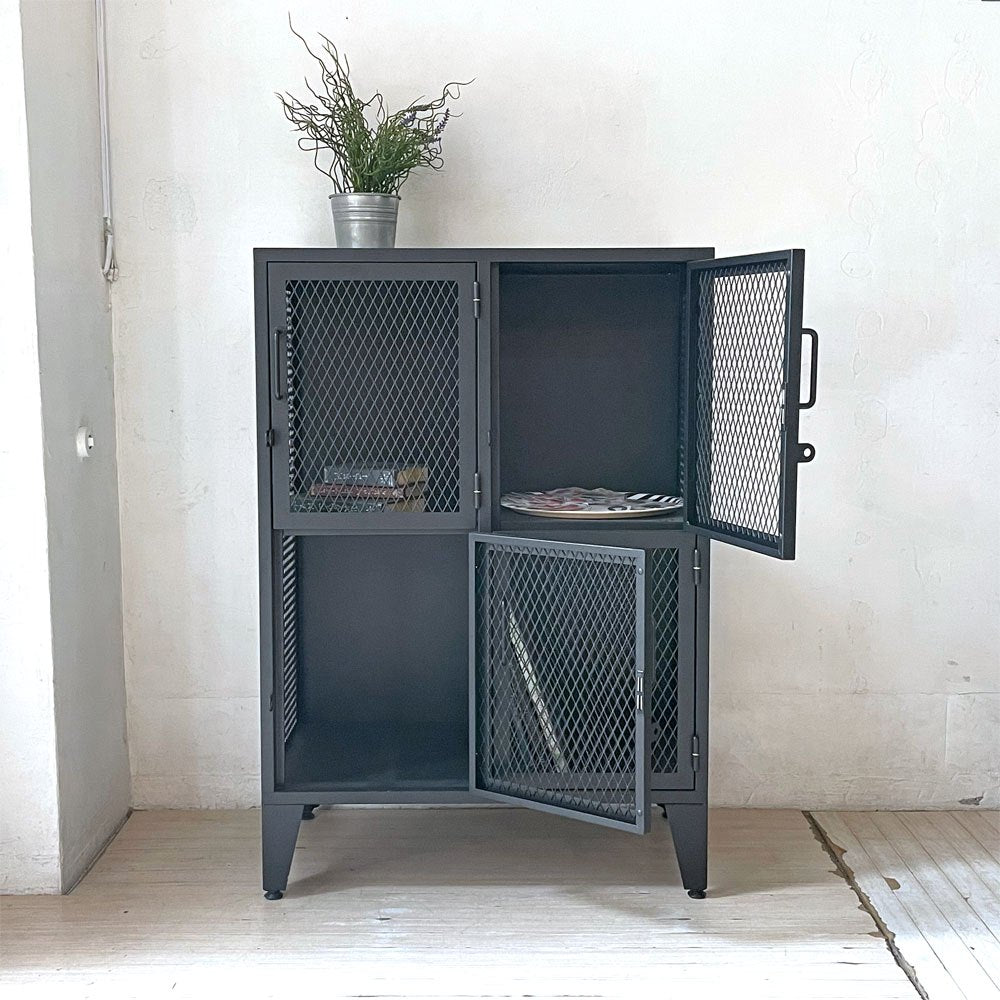 ジャーナルスタンダードファニチャー journal standard Furniture j.s.F  メッシュロッカー 2列2段 ブラック サイドキャビネット 南京錠付 ★