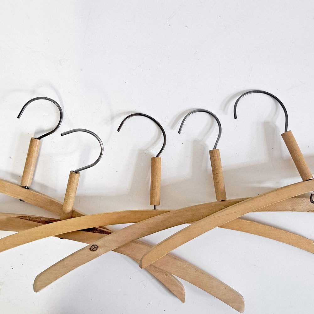 北欧ビンテージ Scandinabian Vintage 木製ハンガー 10本セット 1950〜70年代 木味 レトロ 古道具 B ●