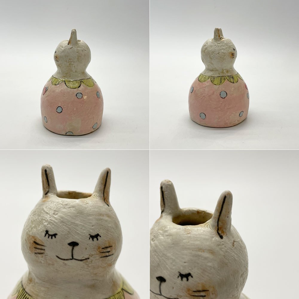 the cozy nook ネコの花入れ 一輪挿し 器 うつわ 沖縄 ハンドクラフト 彫刻 陶芸 現代作家 ★