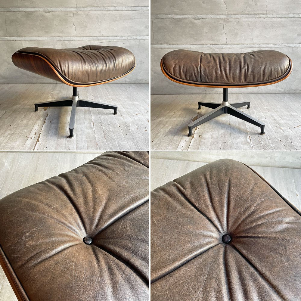 ハーマンミラー Herman Miller ビンテージ イームズラウンジチェア＆オットマン ブラジリアンローズウッド レザー 本革 C&Rイームズ ミッドセンチュリー 希少 ♪