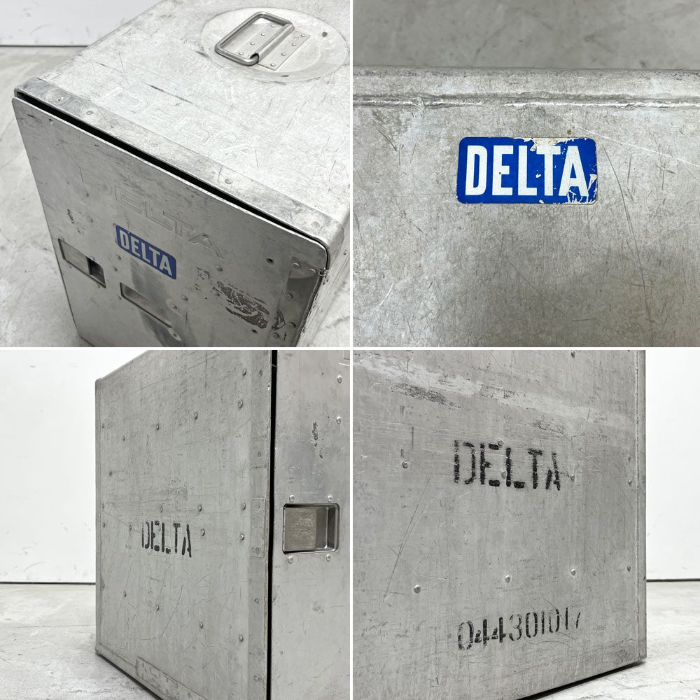 DELTA航空 ビンテージ ギャレーコンテナ ボックス Galley Box アルミ製 1ドア 6段 棚板付き 1960～70`s US Vintage A ●