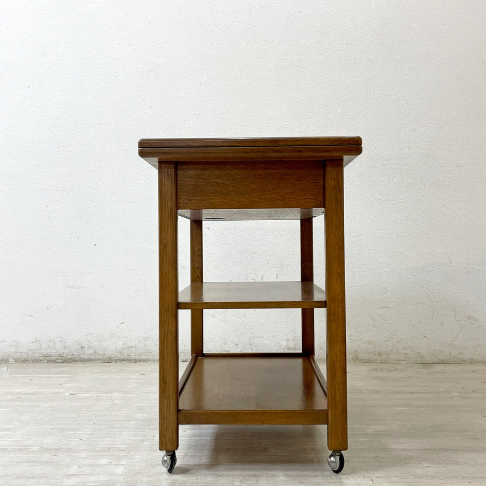 メーベルトーコー MOBEL TOKO ライム LIME スタンドワゴン キッチンワゴン ワゴンテーブル サイドテーブル オーク材 伸長式 キャスター 旭川家具 ●