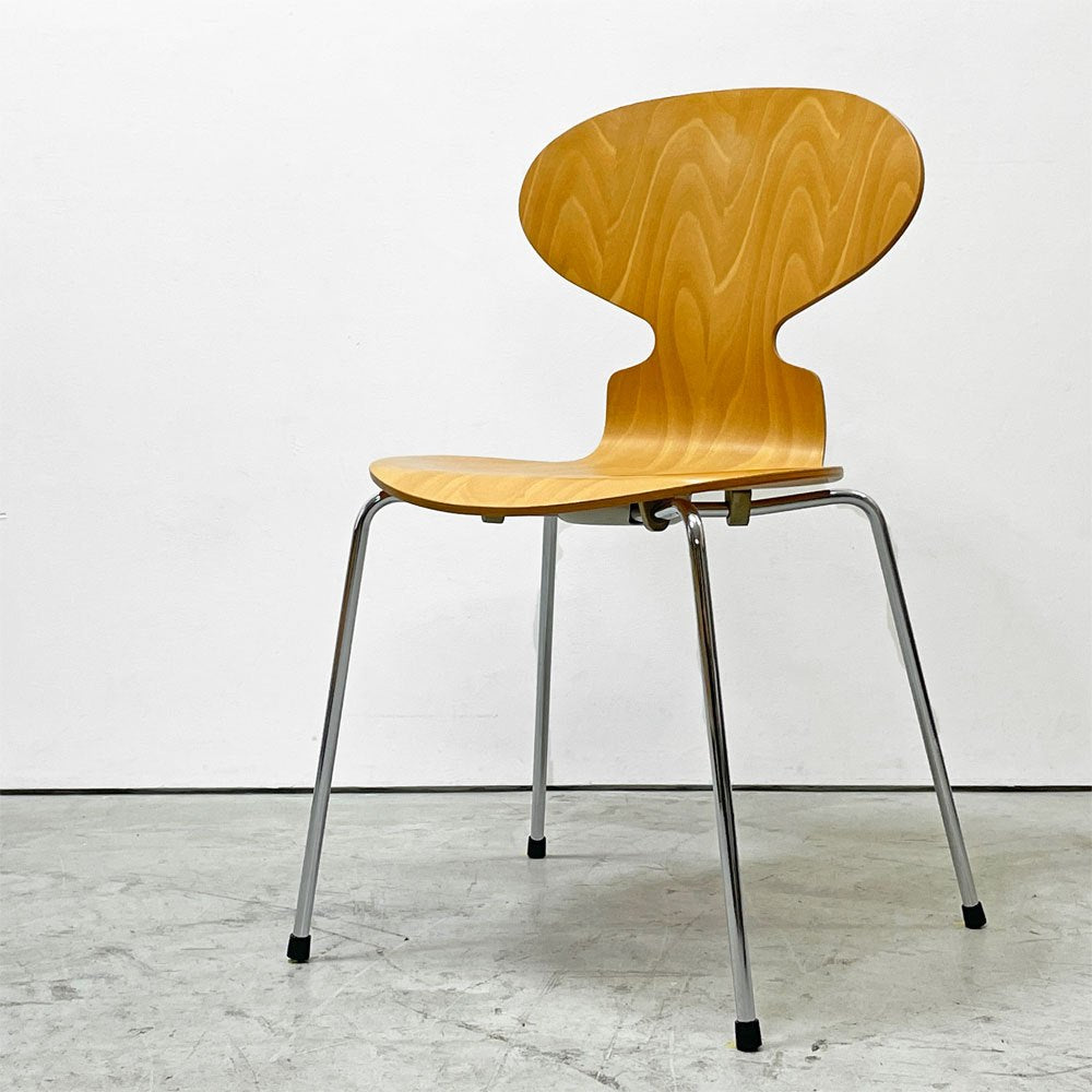フリッツハンセン Fritz Hansen アントチェア 4本脚 ナチュラルビーチ ラッカー アルネ・ヤコブセン 北欧家具 I ●