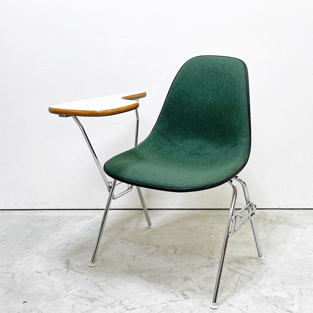 ハーマンミラー Herman Miller サイドシェルチェア セカンド 2nd ビンテージ アプホルスター スクールベース スタッキングベース 肘掛けテーブル付 イームズ ミッドセンチュリー C ●