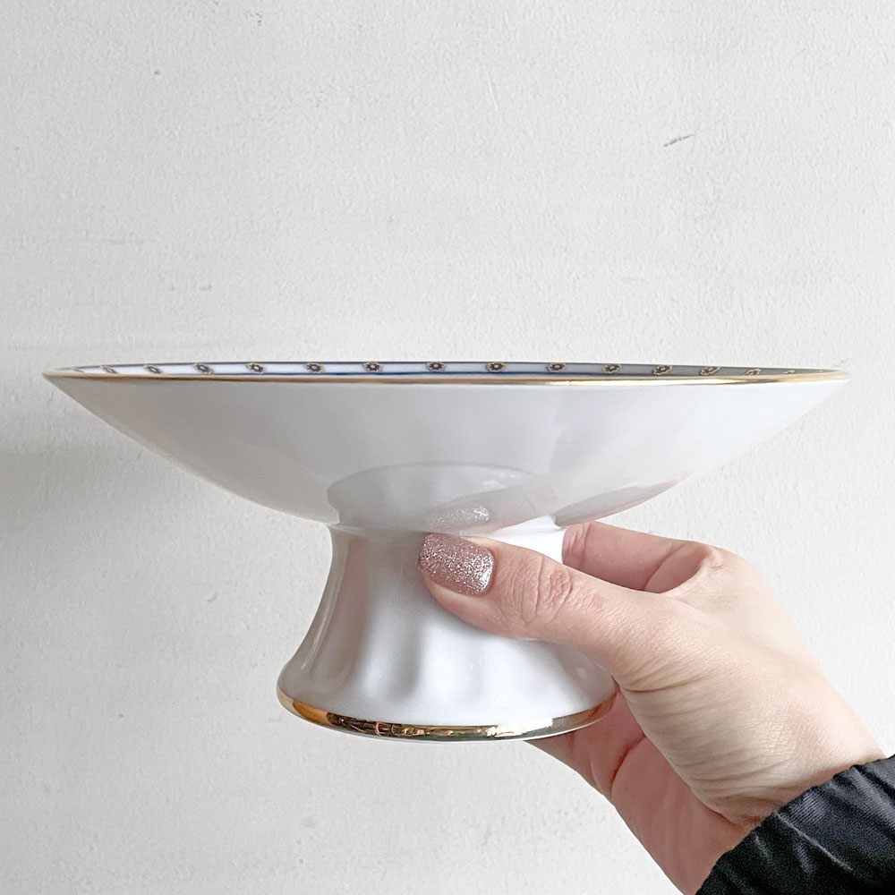 インペリアル ポーセリン IMPERIAL PORCELAIN 高台皿 ブルー 金彩 ボウル 深皿 陶器 ロシア食器 ■