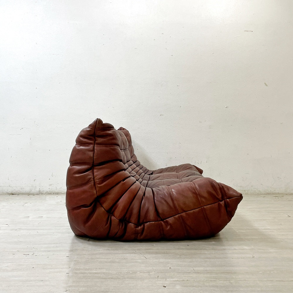 リーンロゼ ligne roset トーゴ TOGO 3Pソファ 3人掛けソファ 本革 ブラウン ミッシェル・デュカロワ Michel Ducaroy ●