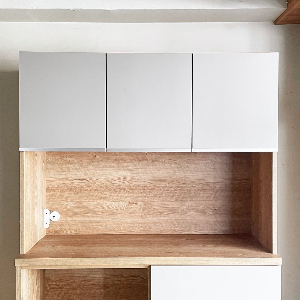 KAGUCOCO ナポリ キッチンボード 食器棚 ナチュラルグレージュ W116.5cm 大川家具 ■