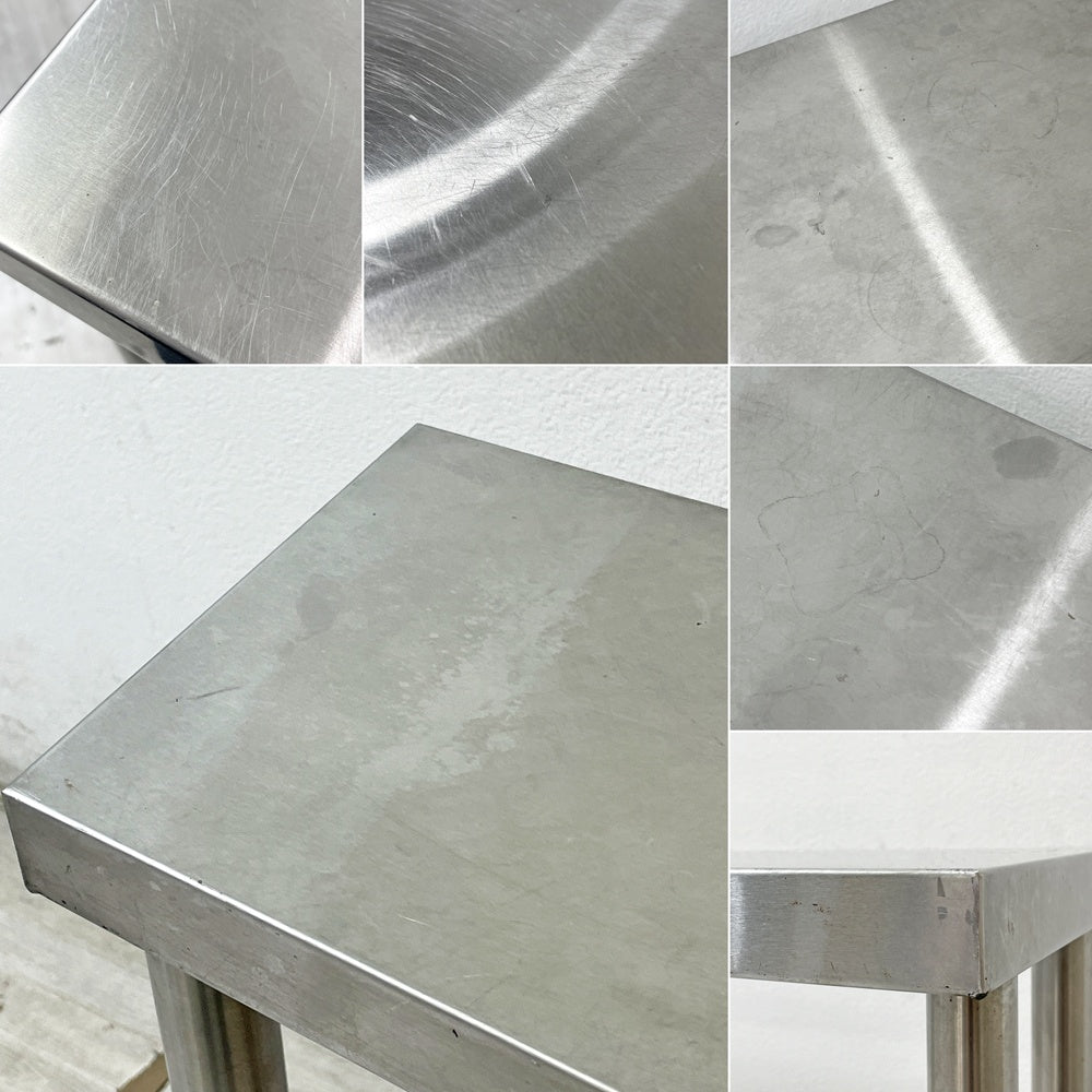 インダストリアルデザイン Industrial Design ステンレス製 コンソールテーブル オープンシェルフ 収納棚 W99cm 店舗什器 調理台 厨房 工業系 ●