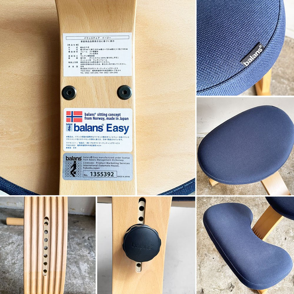 バランスラボ balans lab バランスイージー Balans Easy バランスチェア 学習椅子 姿勢矯正 ブルー系 ファブリック 替えカバー付き 旧サカモトハウス ■