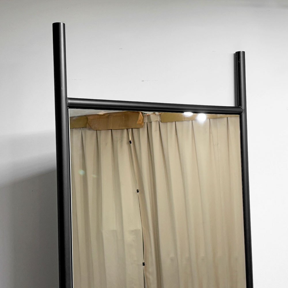 モダンデザイン Modern design  スチールフレーム 大型ミラー 立て掛けタイプ スタンドミラー 姿見 鏡 H220cm 店舗什器 ●