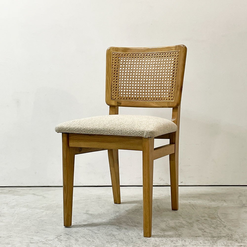クラッシュゲート CRASHGATE ノットアンティークス Knot Antiques ピケ PIKE チェア オーク材 ファブリック座面 ラタン ベージュ ビンテージスタイル ●