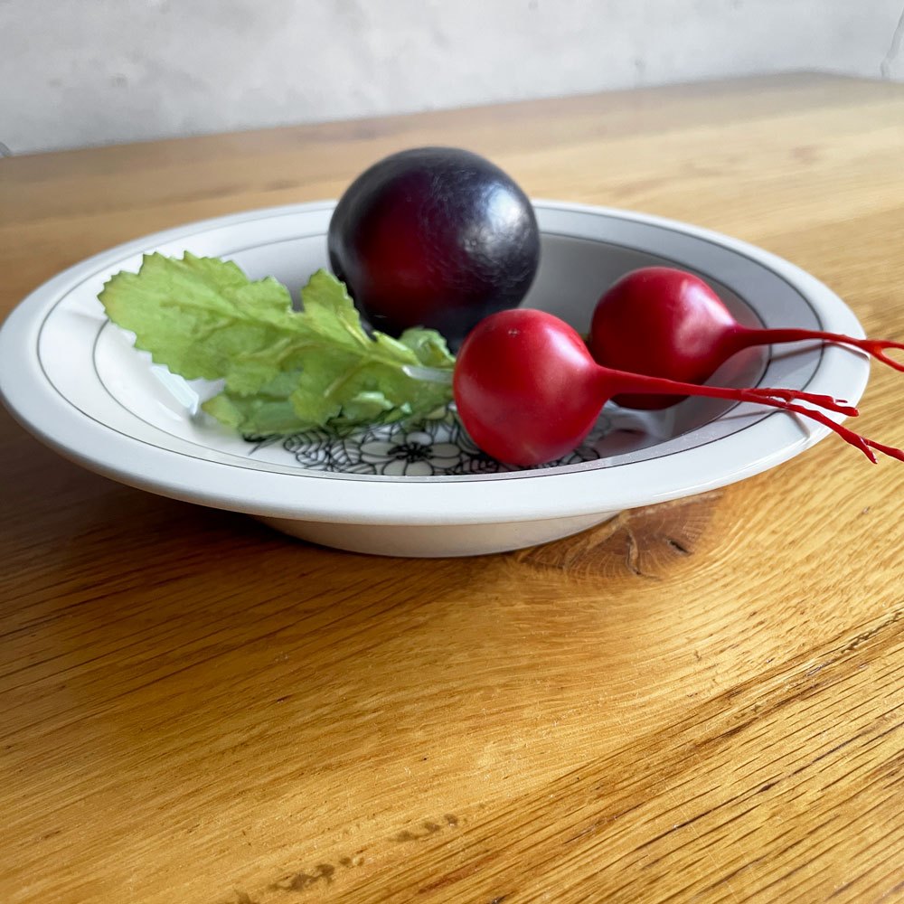 アラビア ARABIA クロッカス Krokus ディーププレート スープボウル 20cm ブラック エステリ・トムラ ビンテージ 北欧食器 B ♪