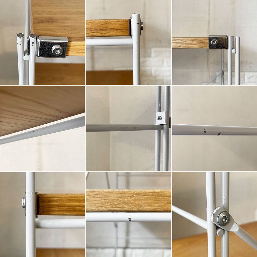 無印良品 MUJI スチールユニットシェルフ 4段 オーク材×3+タモ材棚板 W84cm オープンシェルフ 収納棚 合計定価約￥24,930- ◎