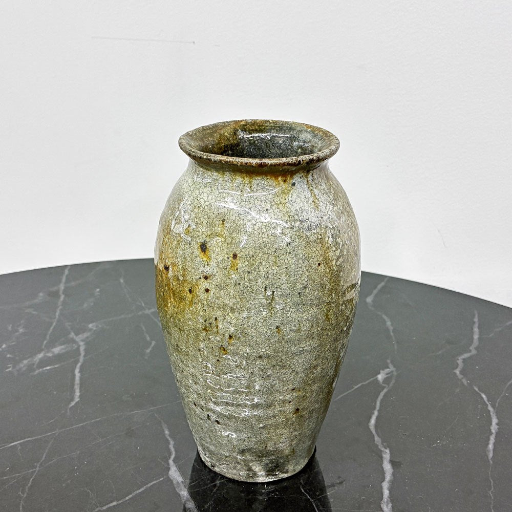 八田亨 花器 花瓶 フラワーベース 陶器 穴窯 薪窯 現代作家 日本 国産 H18.5cm ◎