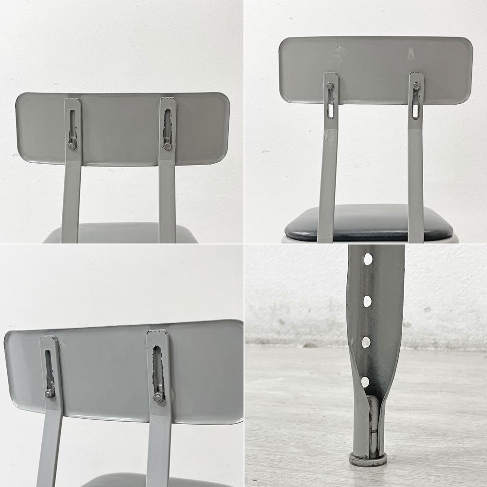 リオン LYON ファクトリー チェア FACTORY CHAIR カウンターチェア グレー バックレスト クッション PVCレザー 座面高69cm パシフィックファニチャーサービス  P.F.S取り扱い A ●