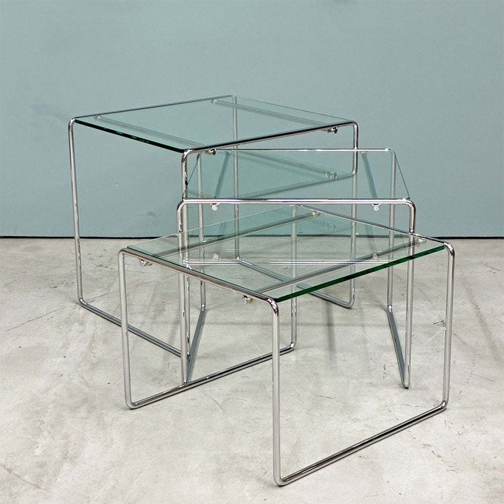 カッシーナ Cassina マルセルT MARCEL T ネストテーブル サイドテーブル ガラス スチール 高濱和秀 モダン 参考定価￥226,600- ◎