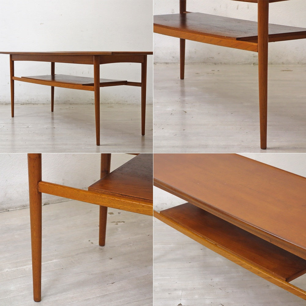 北欧ビンテージ Scandinavian vintage チーク材 ×オーク材 センターテーブル カフェテーブル w149.5cm 北欧家具 ●